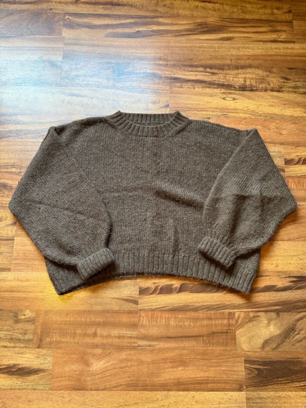 Christy Dawn Jane Jumper Brown Cropped Crewneck Sweater